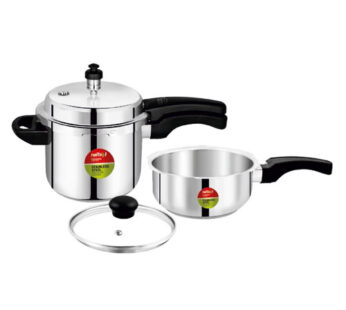 Nolta Hamaara Stainless Steel 5Ltr + 3Ltr Combo Pressure Cooker