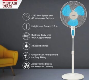 USHA PEDESTAL FAN MIST AIR DUOS BLUE 400MM